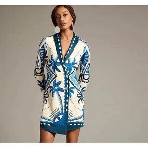 FARM Rio Blue and White Patterned Dress